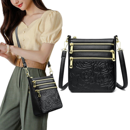 Genuine Leather Crossbody Shoulder Bag Multi-Compartment Water-resistant Handbag