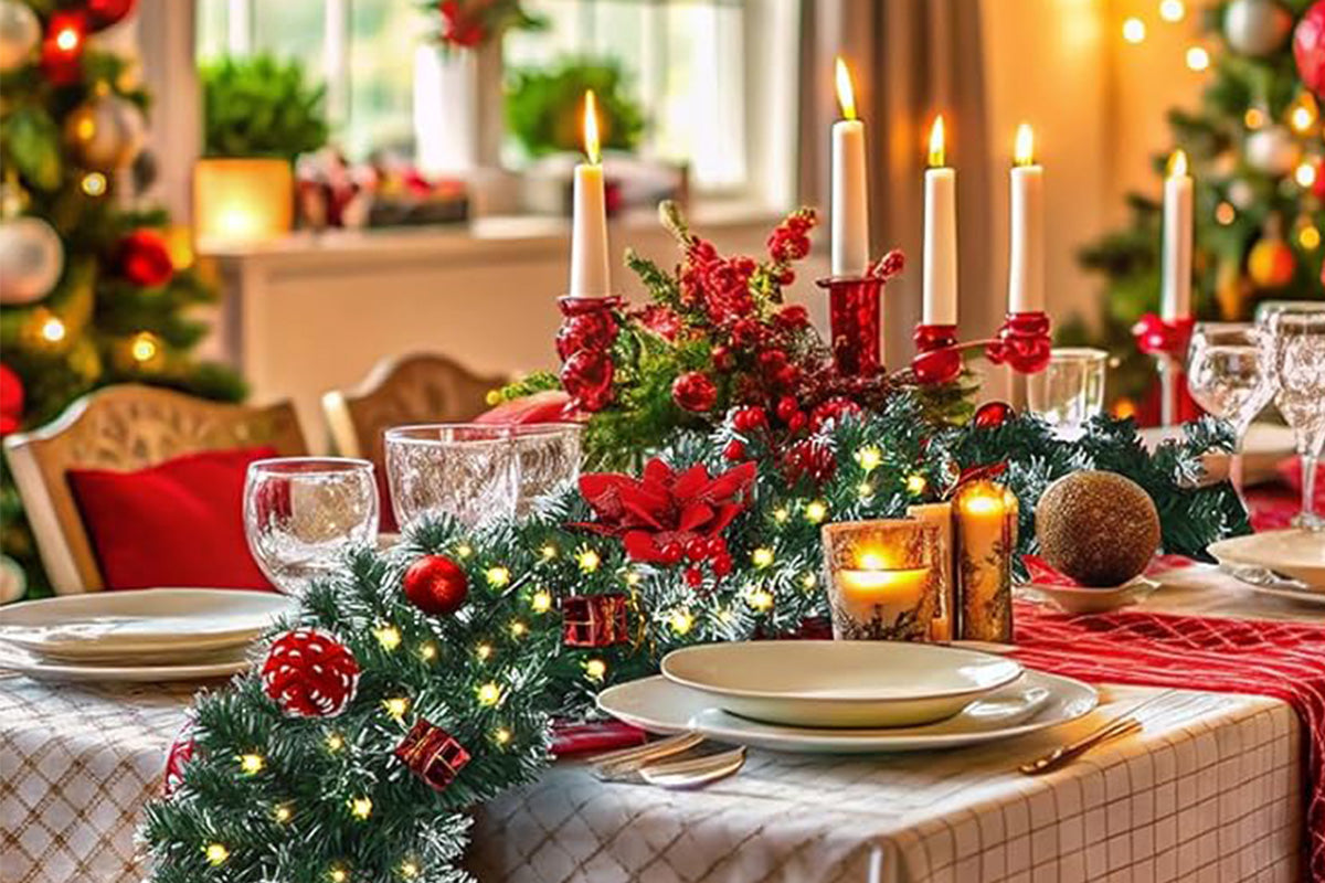 2.7M Christmas Garland Artificial Rattan Decoration With 50 LED Lights For Home Outdoor