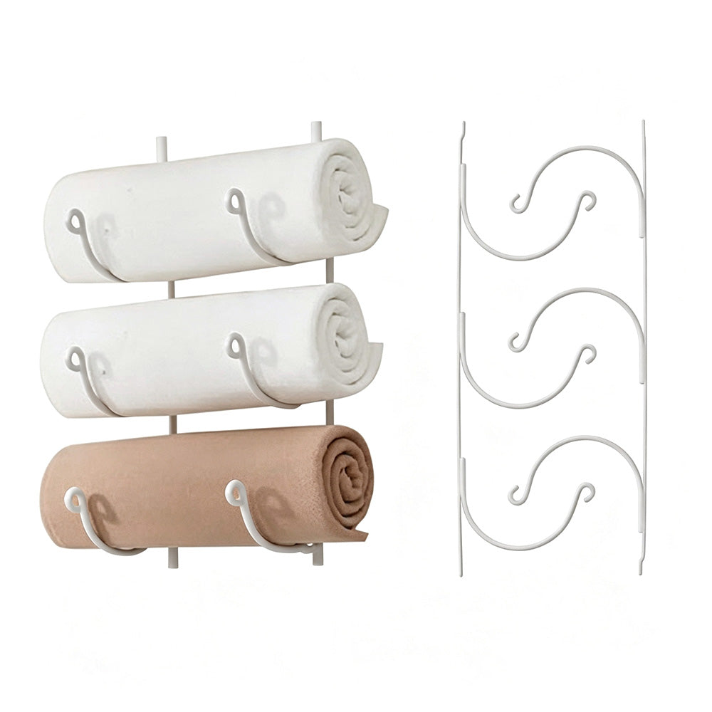 3-Tier Iron Wall-Mounted Bathroom Towel Rack for Vertical Storage