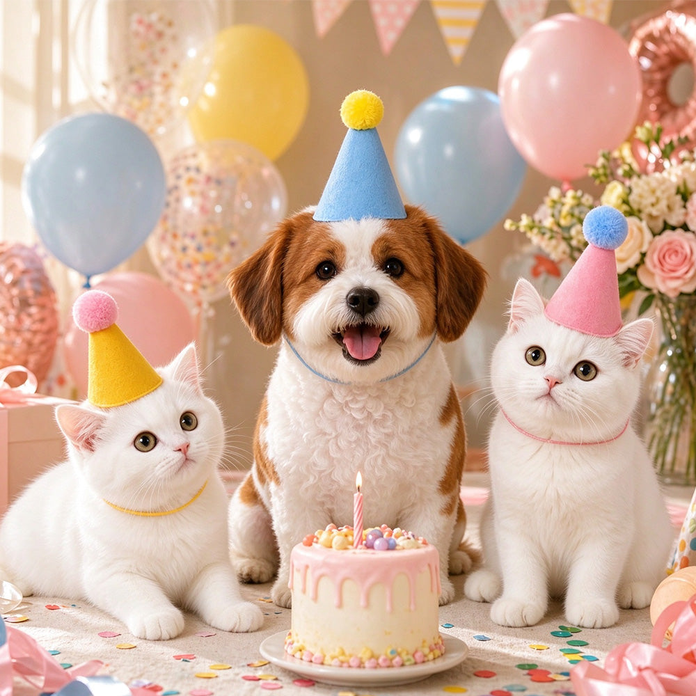 Pet and Plush Toy Birthday Party Hat with Adjustable Elastic Photo Prop