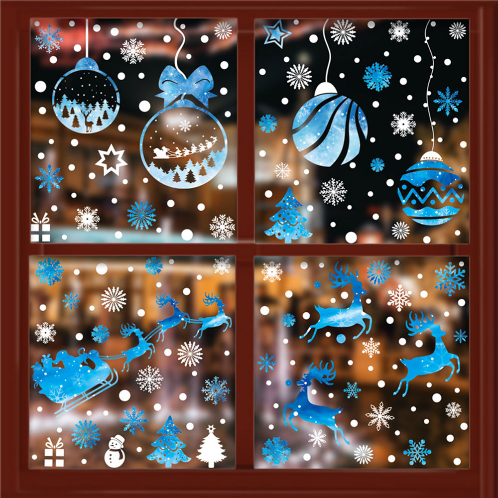 Christmas Window Glass Sticker Decal Snowman Shop Xmas Party Wall Decor