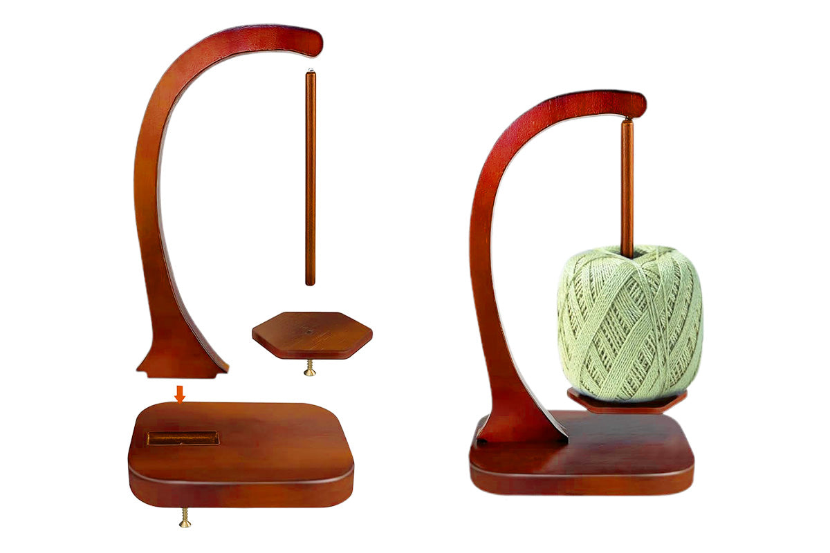 Yarn Holder for Crocheting and Knitting Wooden Yarn Spinner