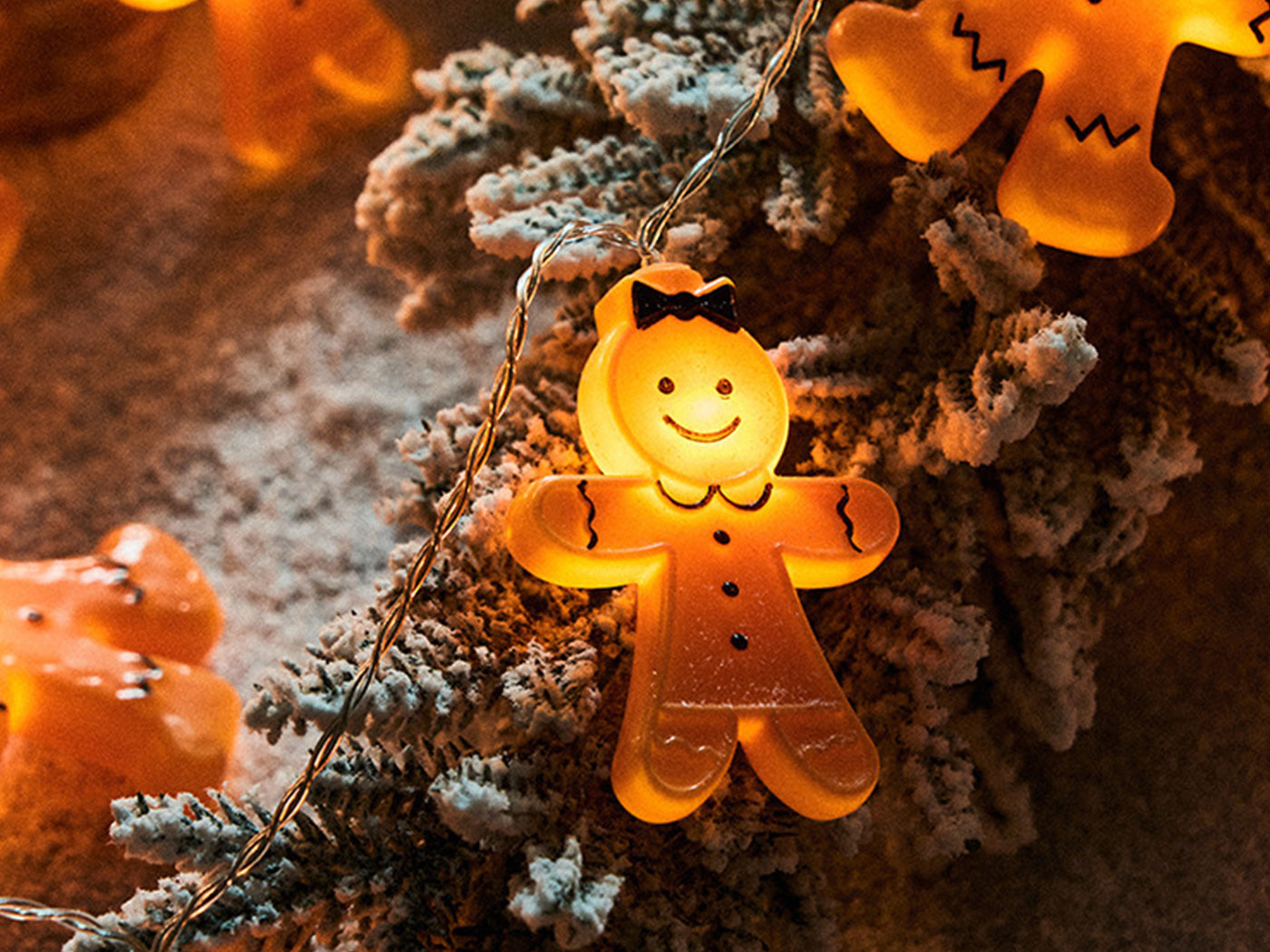 Christmas Decoration Gingerbread Men Cookies String Lights Battery Operated