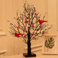 LED Vintage Christmas Tree with Red Cardinals and Warm White Glow