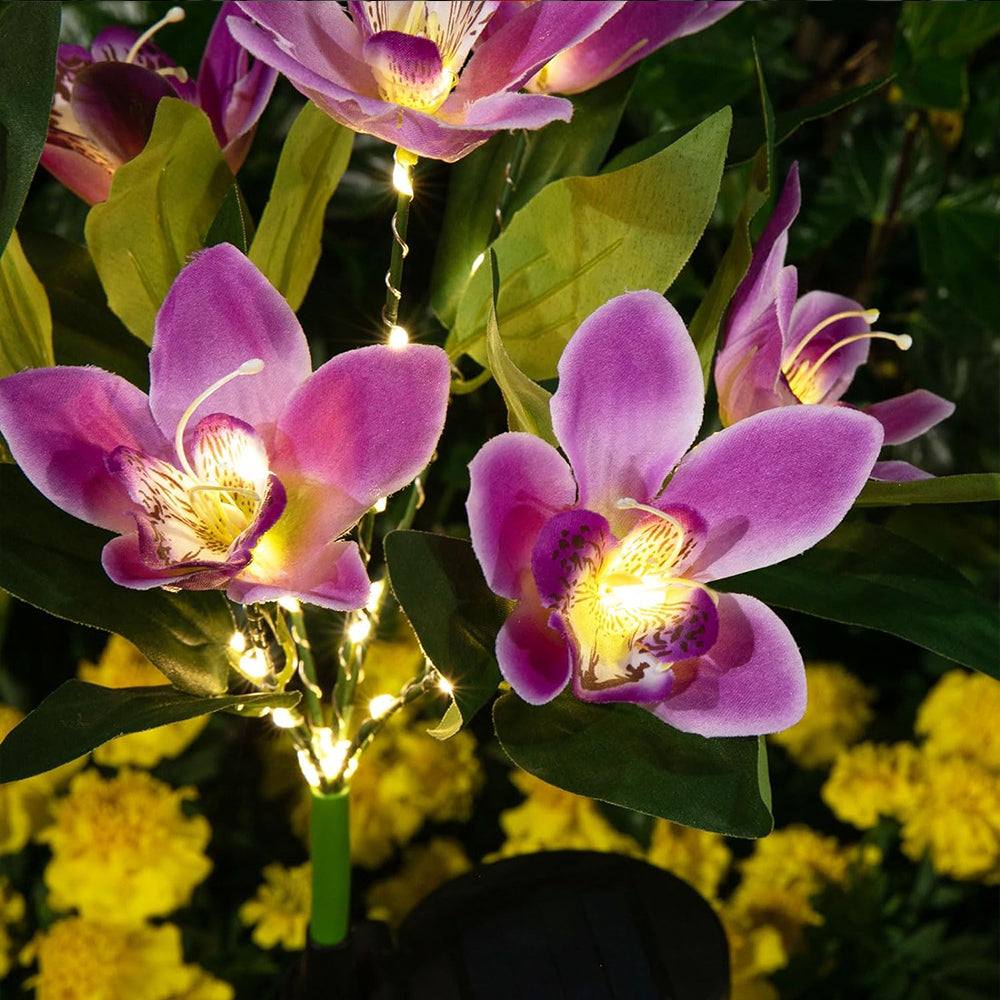 2Pcs 7 Head Solar Orchid Lamp
