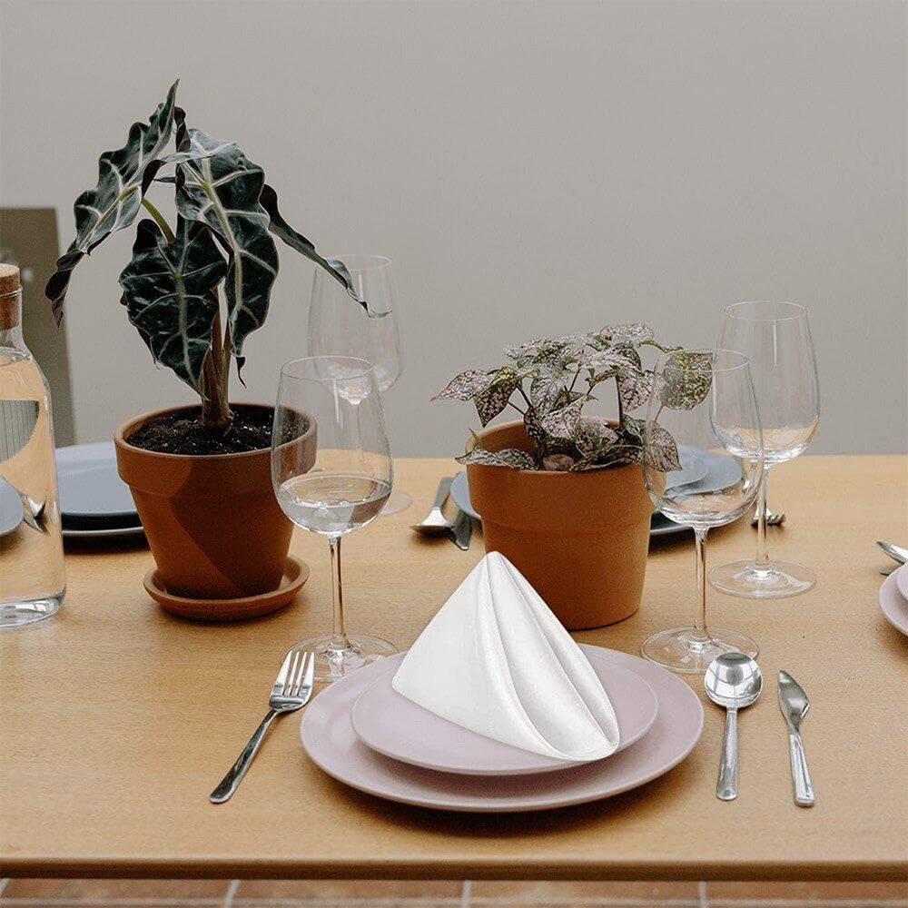 10 Pack Polyester Satin Dinner Napkins for Weddings Hotels Dining
