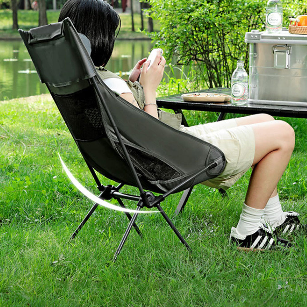 Lightweight Folding High Back Camping Chair With Head Support For Outdoor