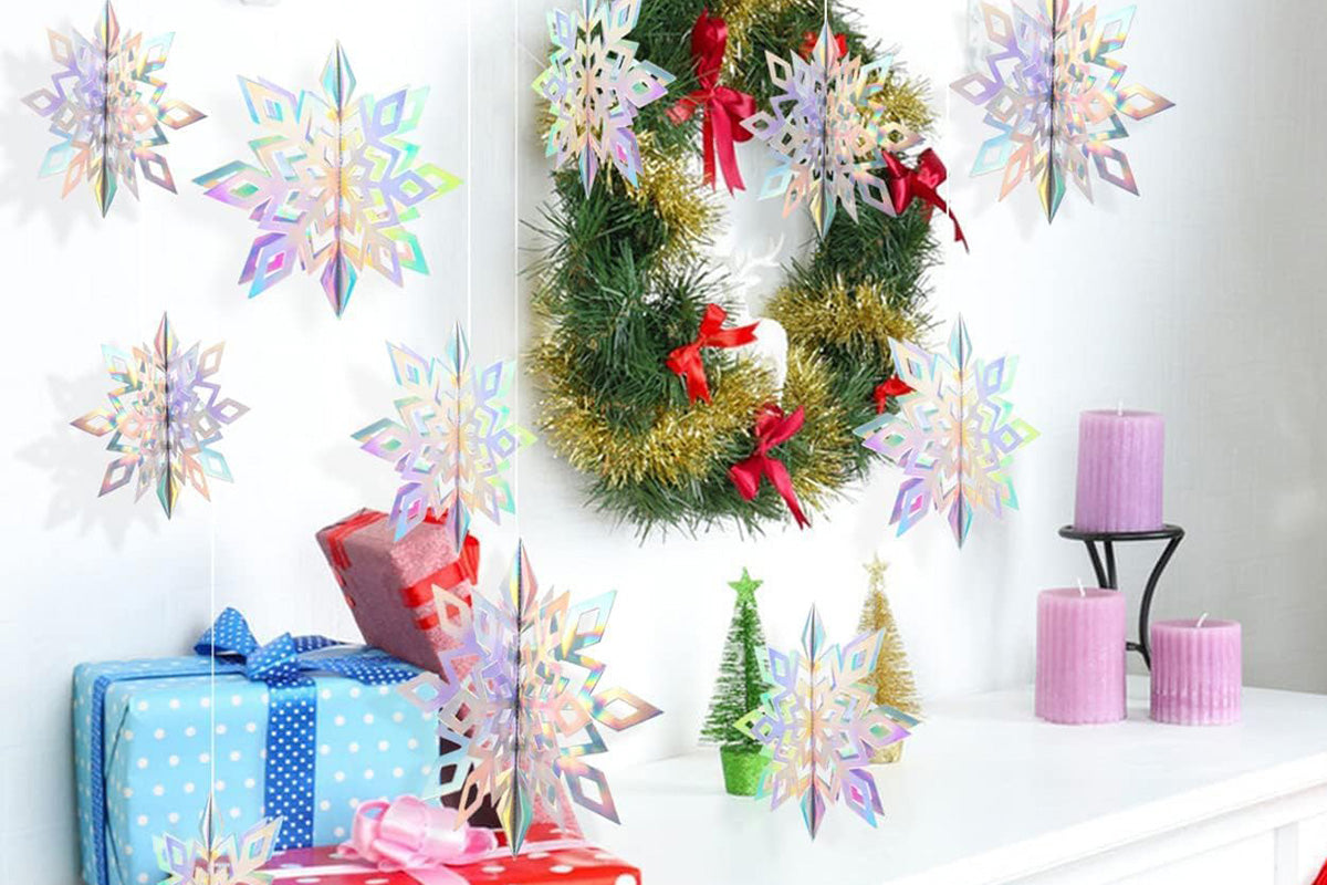 3D Paper Snowflake Hanging Decorations for Christmas Party