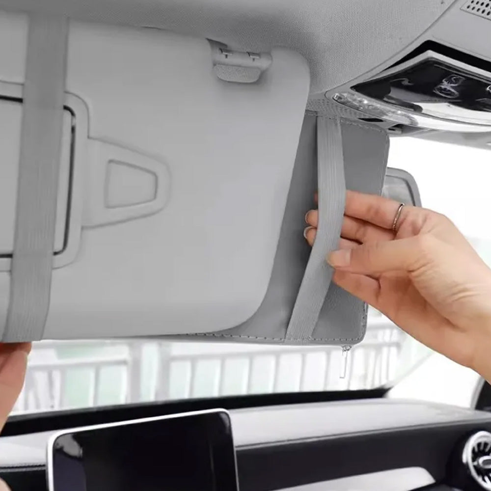 Car Sun Visor Organizer Driver License Sunglasses Holder Pocket