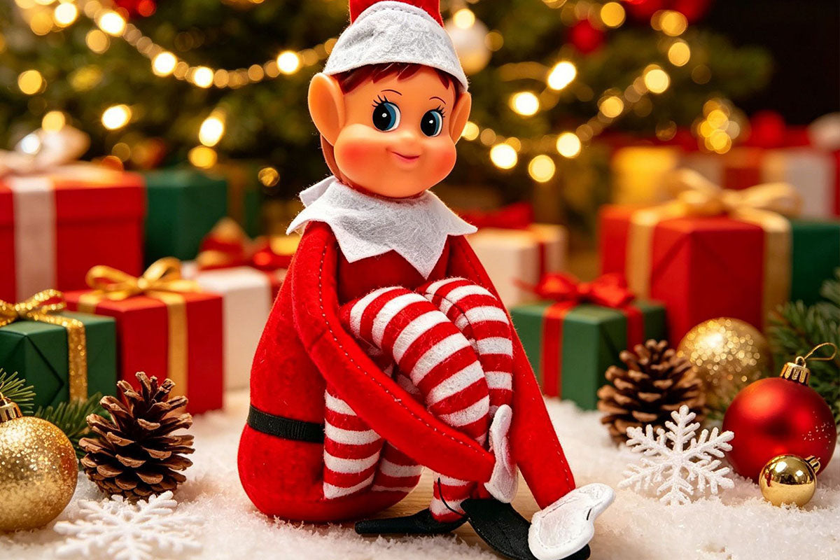 2Pcs Poseable Christmas Elf Fabric Doll Xmas Tabletop Decoration 40cm