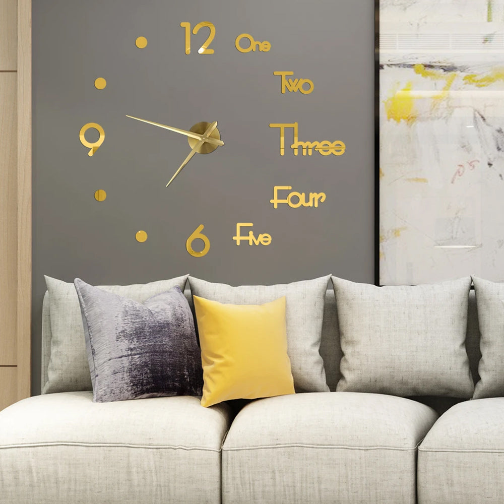 3D Wall Clock DIY Acrylic Frameless Modern Wall Clock