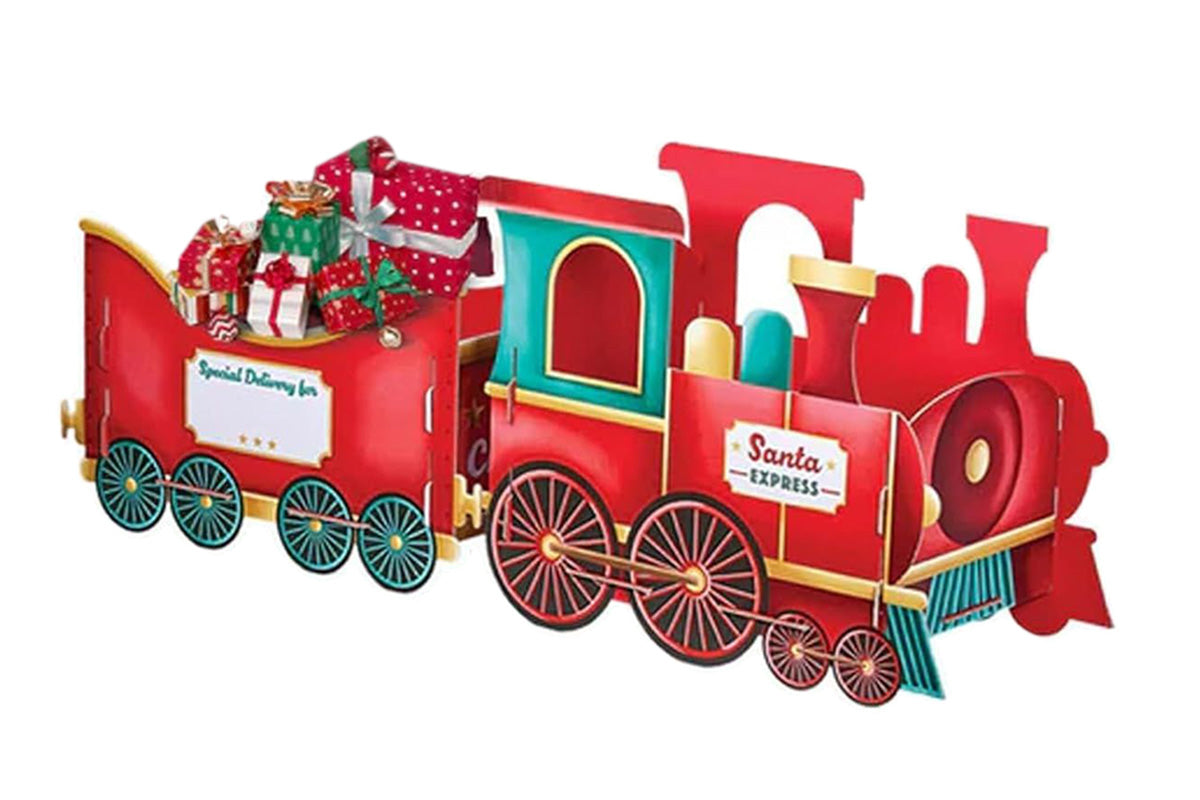 Santa Gift Train Christmas Cardboard Gift Box Present Holder Home Decoration