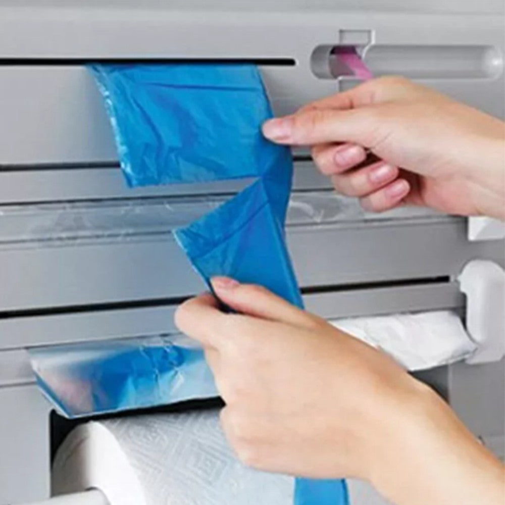 6 in 1 Adhesive Kitchen Towel Foil Roll Rack Film Dispenser