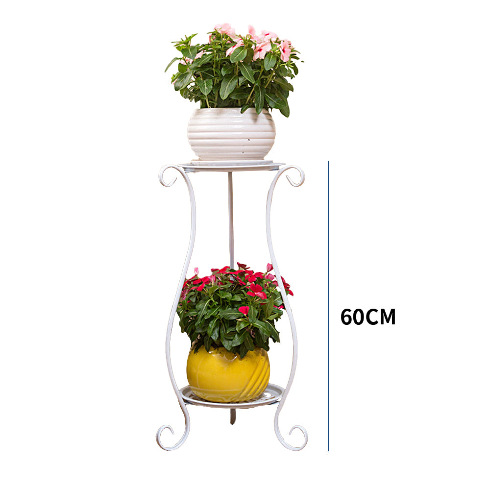 Double-layer Wrought Iron Flower Stand for Indoor and Outdoor