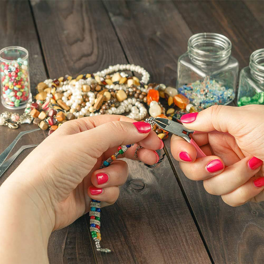 Jewelry Making Pliers Kit with Tweezers and Ring for DIY Beading