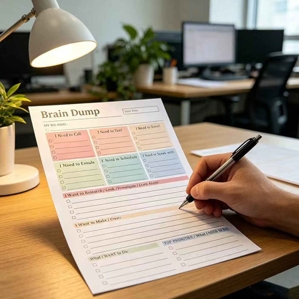 Brain Dump Notepad Planner Notebook for Students Teachers and Office Staff