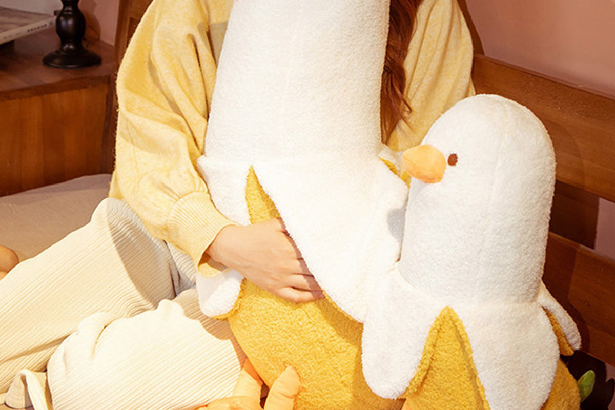 Peeled Banana Duck Plush Pillow Stuffed Toy Hugging Cushion Anxiety Relief Bedtime Cuddling