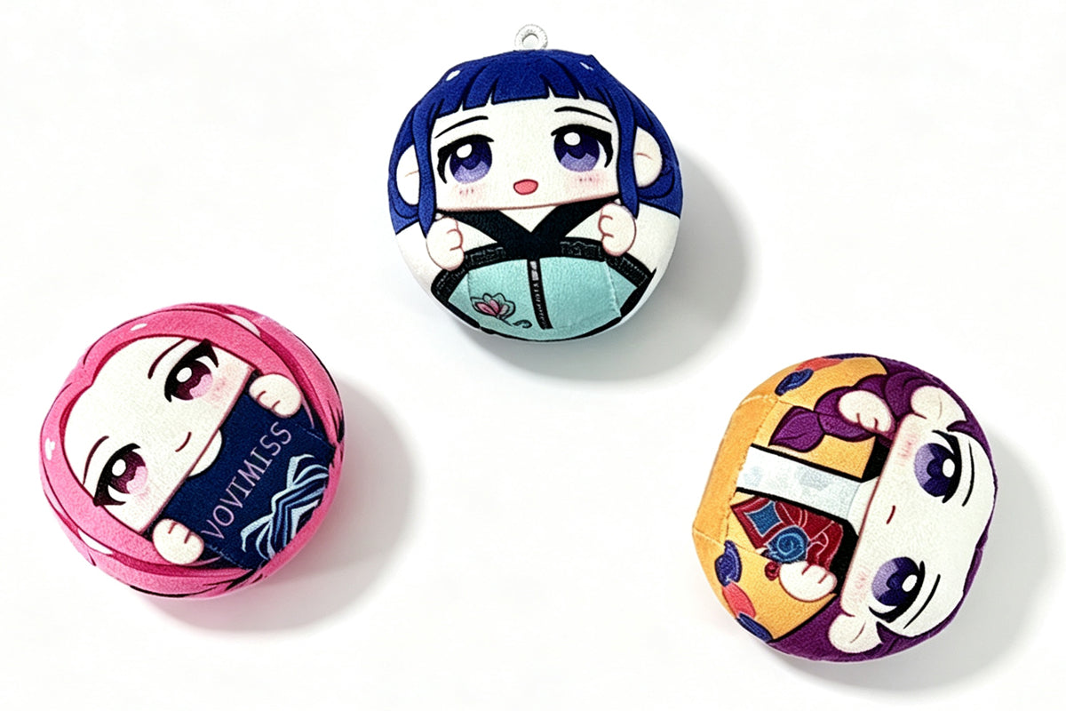 7cm Cartoon Inspired Round Plush Keychain Soft Squishy Ball Ornament Bag Pendant Christmas Gift