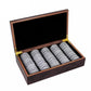 50PCS Coin Capsules Storage Box with Wooden Case Holder Collection Display Organizer