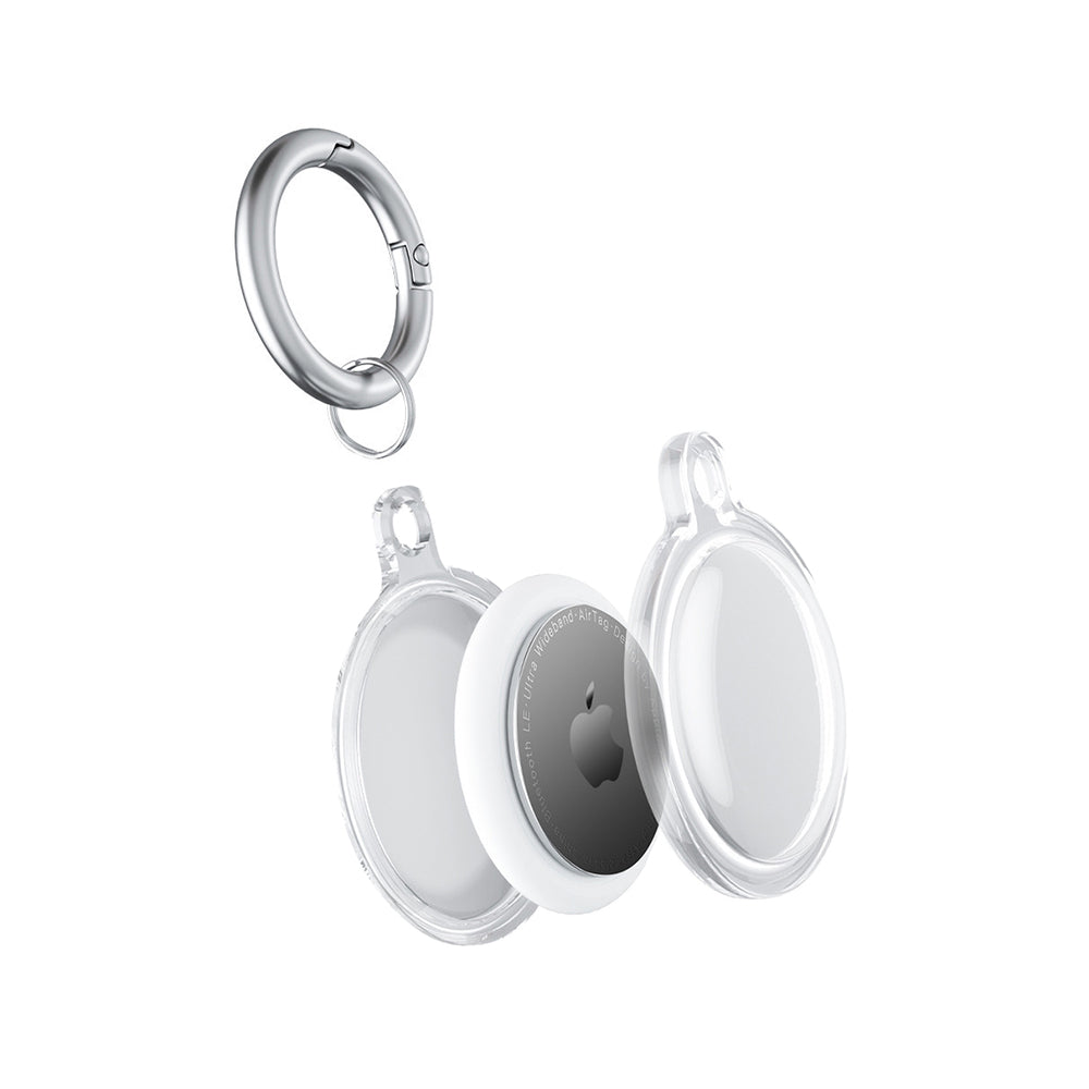 2Pcs For Apple AirTag Case Clear TPU Protective Cover with Key Ring Transparent