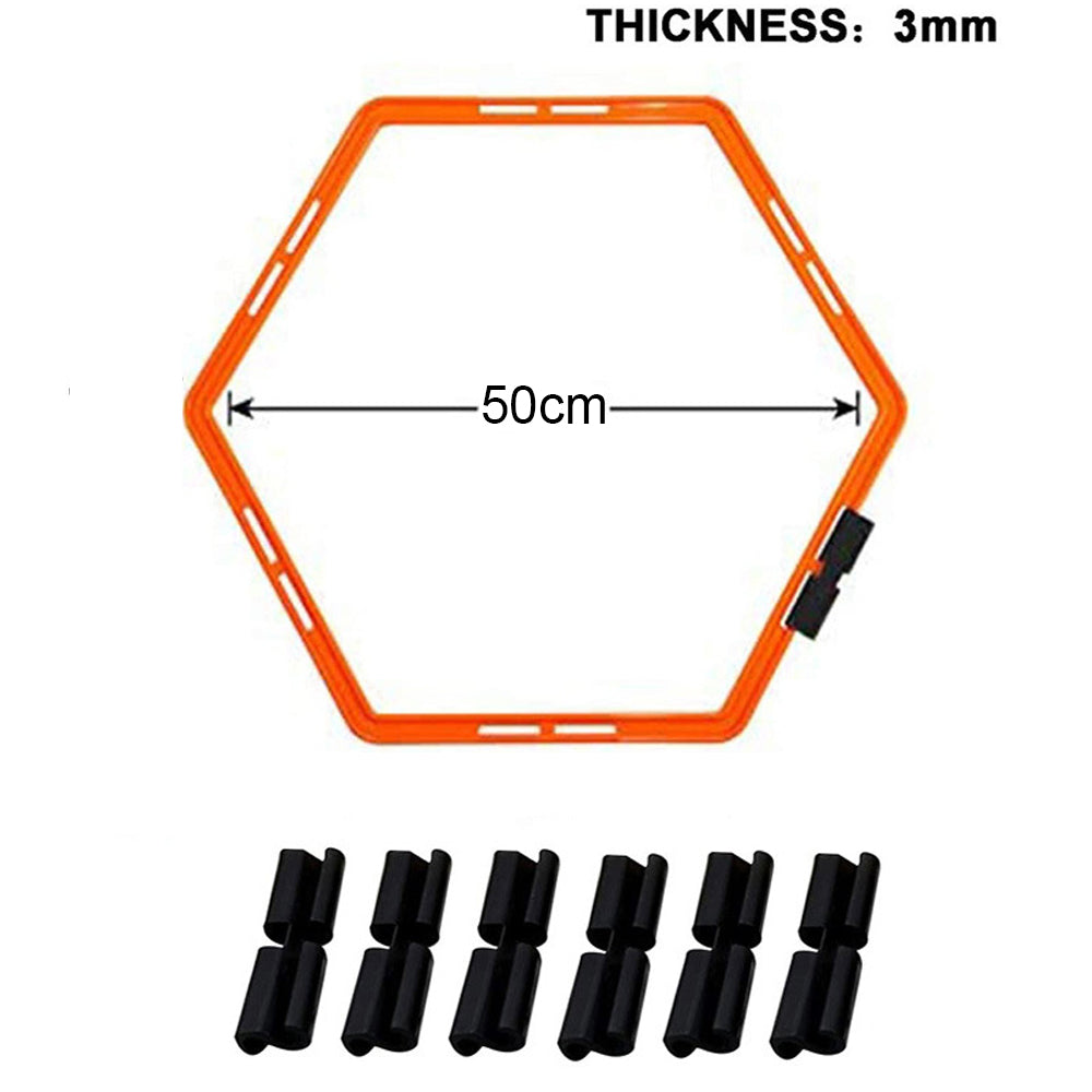 6Pcs Hexagonal Soccer Agility Ring Set with Clips and Carry Bag