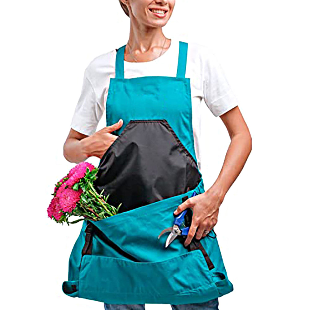 2Pcs Gardening Tool Adjustable Strap Canvas Apron with Harvest Storage Pockets