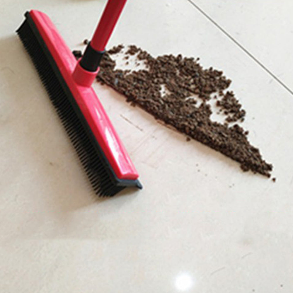Rubber Broom For Pet Dog Cat Hair Sweeper Squeegee Windows Car Long Handle