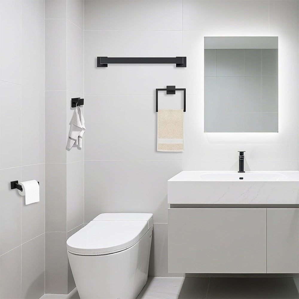 5Pcs Bathroom Towel Bar Set Stainless Steel 40cm Wall Mounted Towel Racks