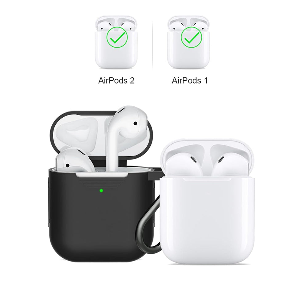 Silicone Case Cover Compatible with AirPods 2nd and 1st Generation with Cleaner kit  and Keychain