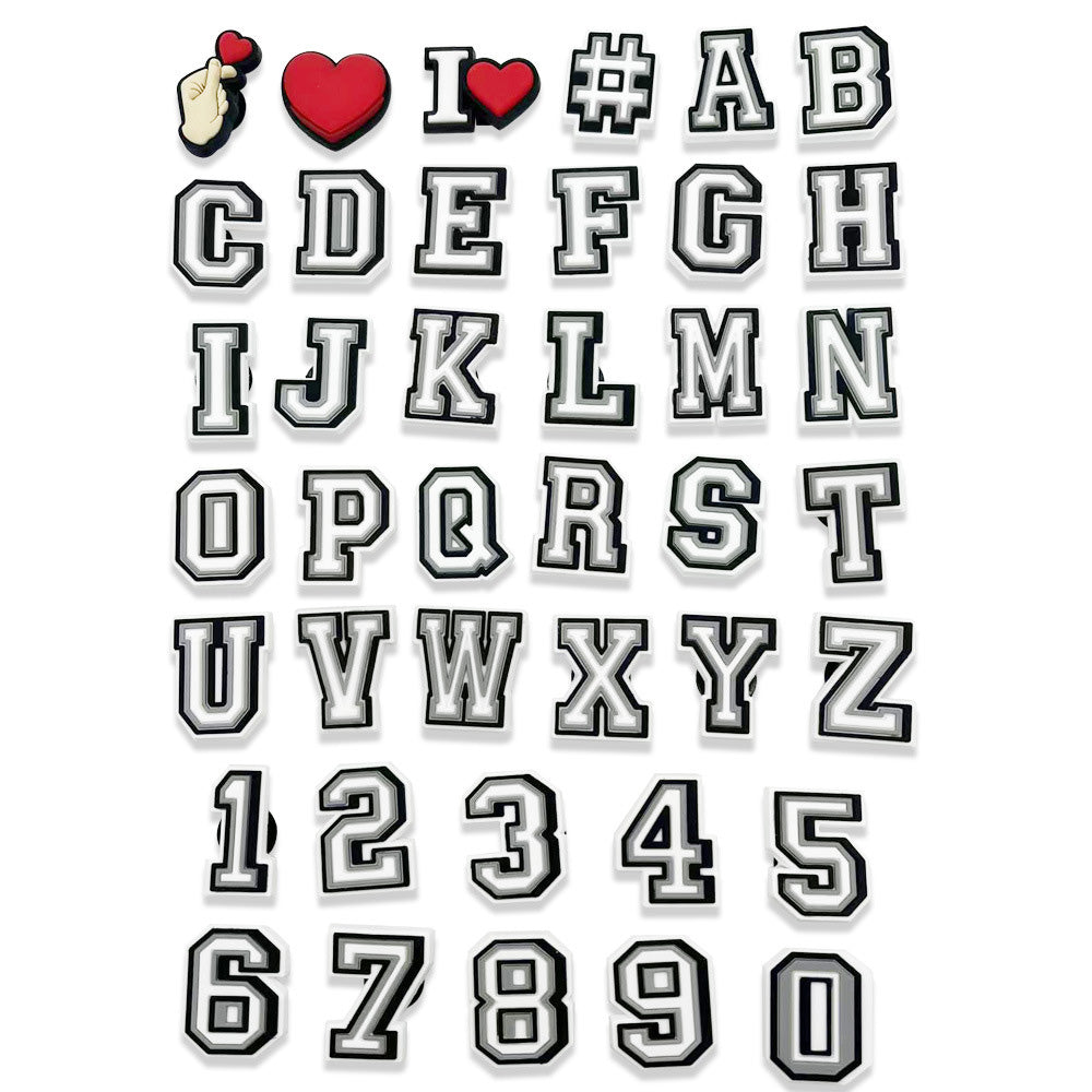40 Piece Letter Number Heart Charms for Clog Shoes