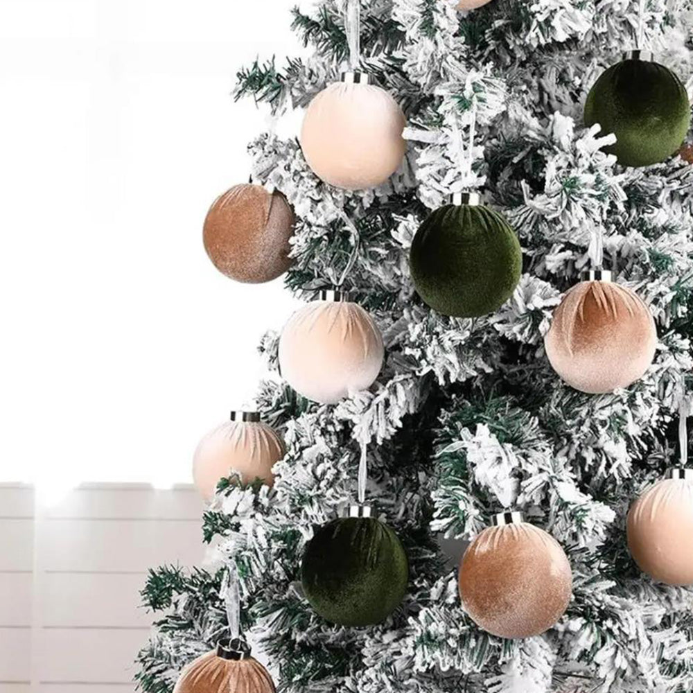 15Pcs Christmas Tree Baubles Xmas Velvet Balls Decor Hanging Home Party Ornament