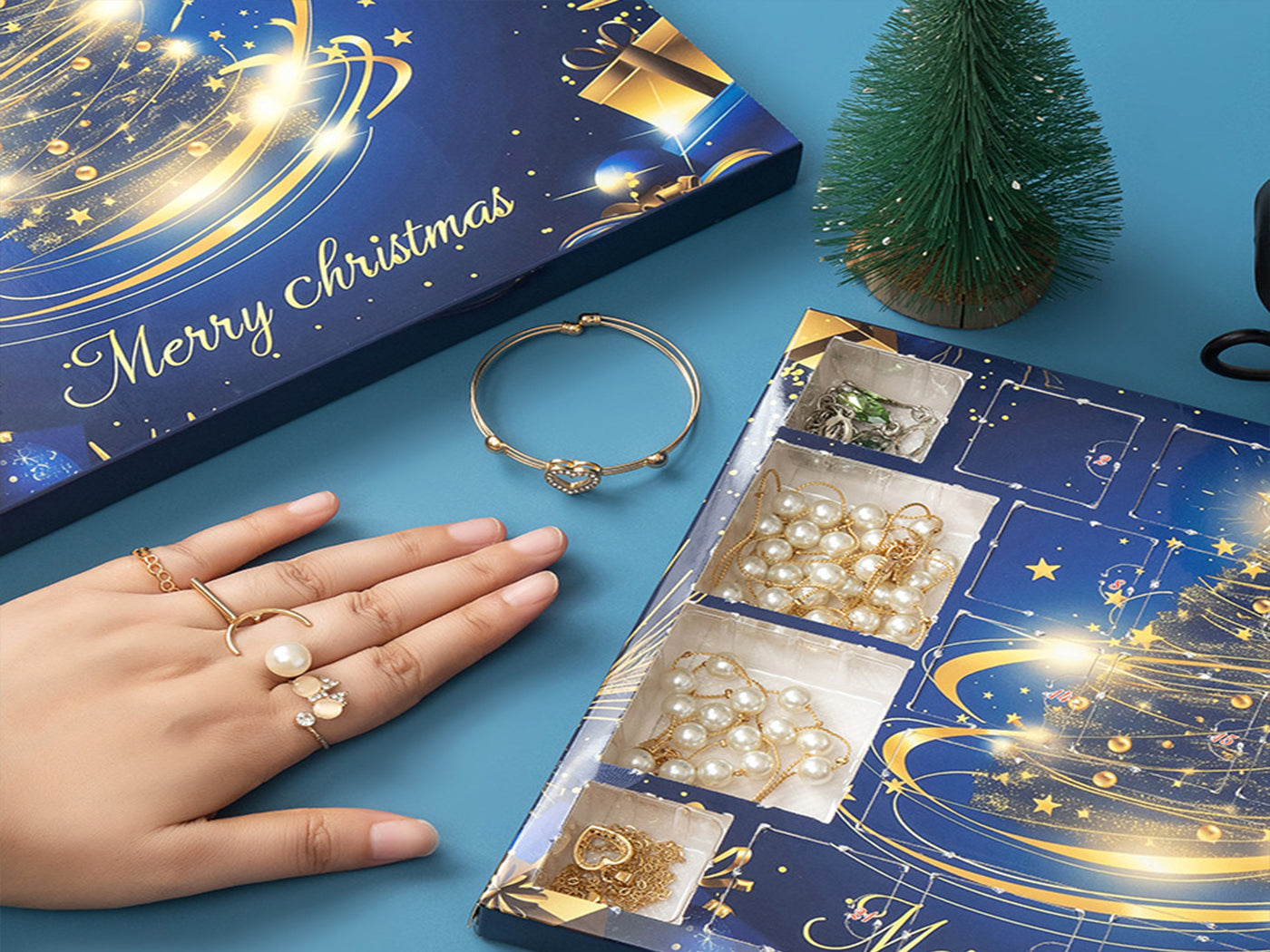 24 Days Countdown Jewelry Christmas Advent Calendar Bracelets Necklaces Earings Kit