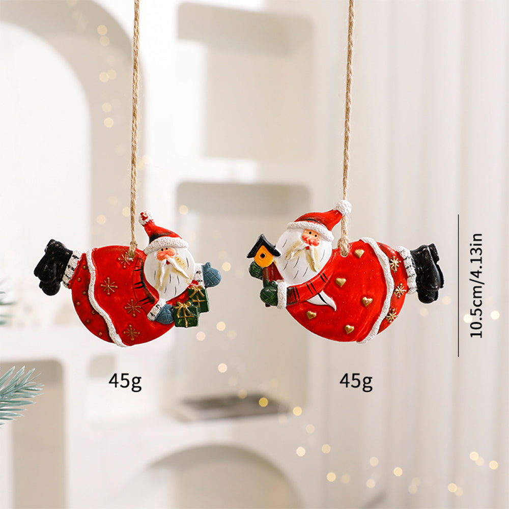 Resin Christmas Tree Ornaments 6 Pack Santa Snowman Stocking Sleigh Holiday Hanging Decorations