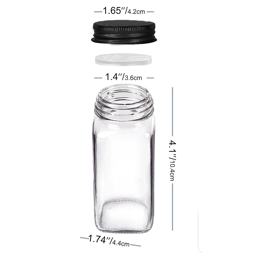 Clear Square Spice Storage Glass Jar Kit with Lid