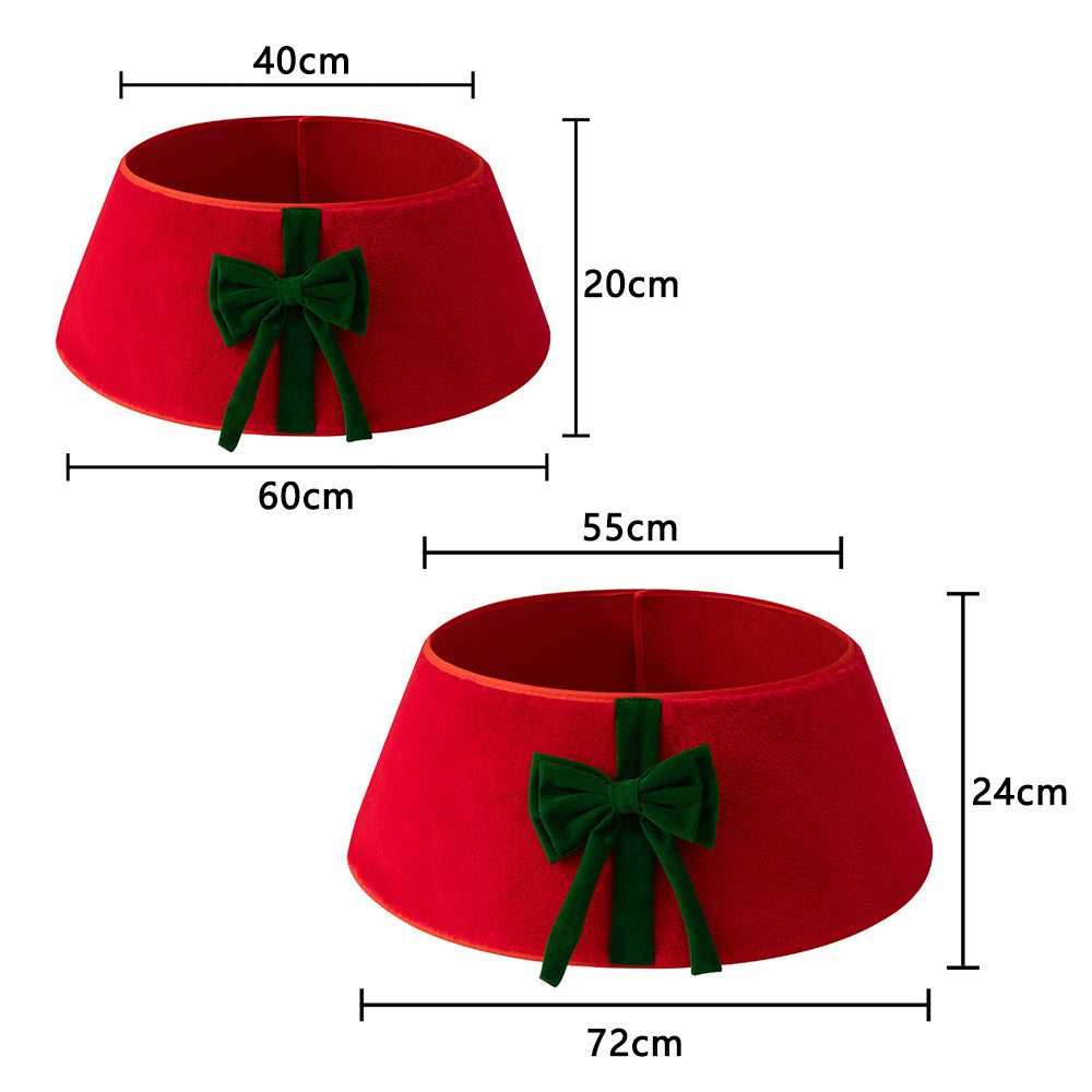 Christmas Tree Collar with Bow Holiday Tree Decor for Tree Stand and Wire Cover-Red