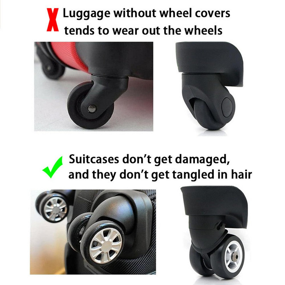8Pcs Silicone Suitcases Wheel Protection Cover Luggage Accessories