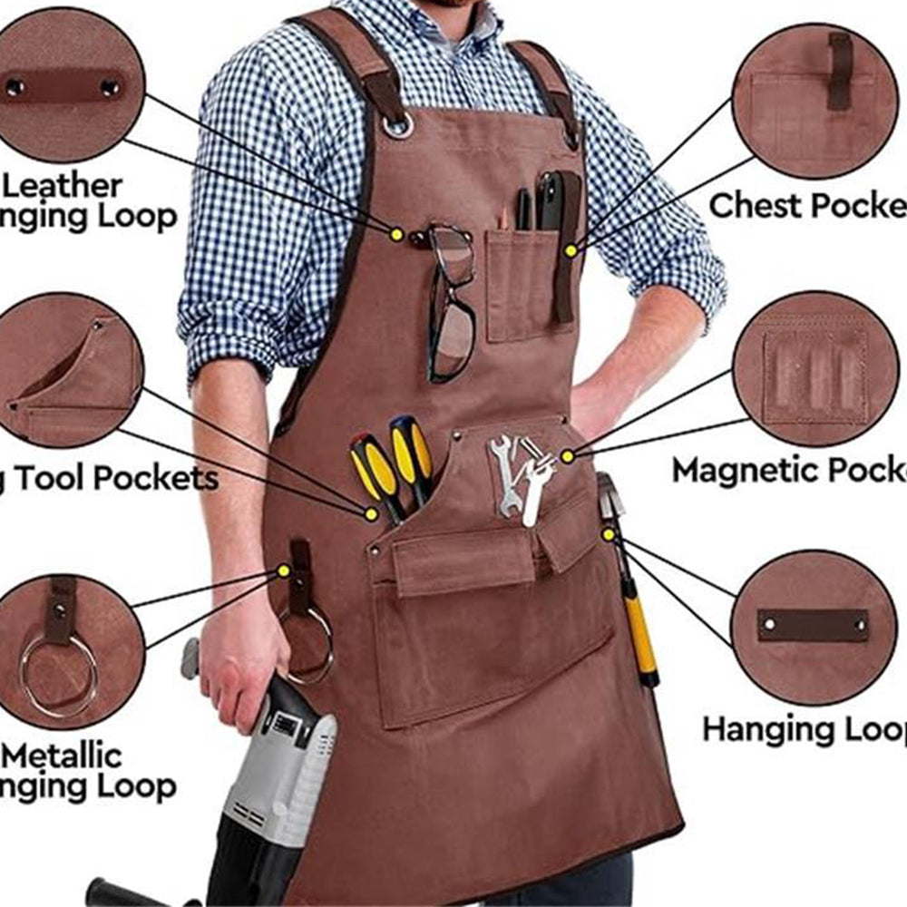 Woodworking Apron for Men Canvas Welder Aprons with Multi-Tool Pockets