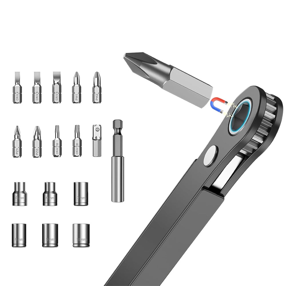 12 in 1 Ratcheting Pocket Screwdriver Gifts for Men 90 Degree Right Angle Screwdriver