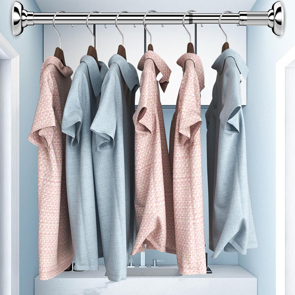 Adjustable Bathroom Curtain Rail Extendable Hanging Pole
