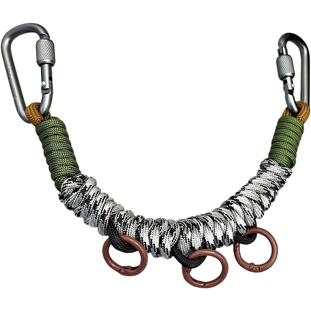 3 PCS Handwoven Paracord Backpack Gear Hanger Chains with Carabiners