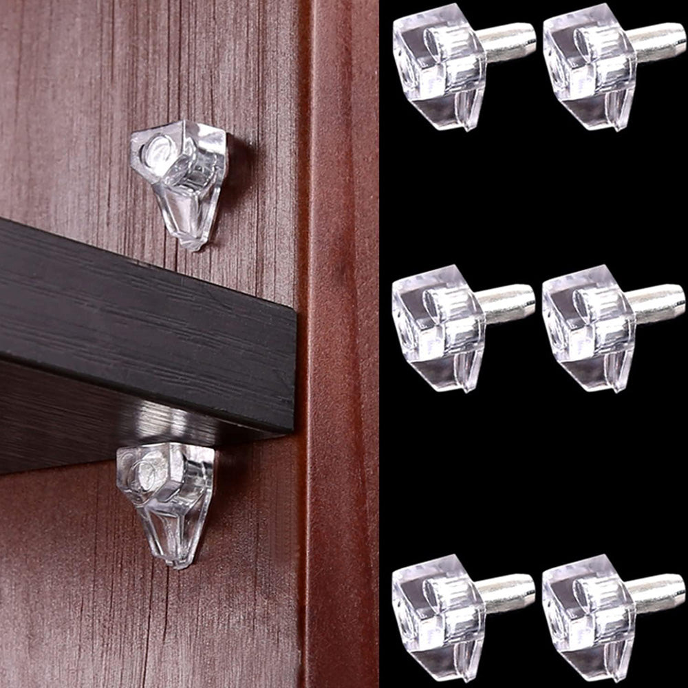 100-Pack Clear Cabinet Shelf Supports Heavy Duty Acrylic Shelf Pins for Glass/Wood Boards