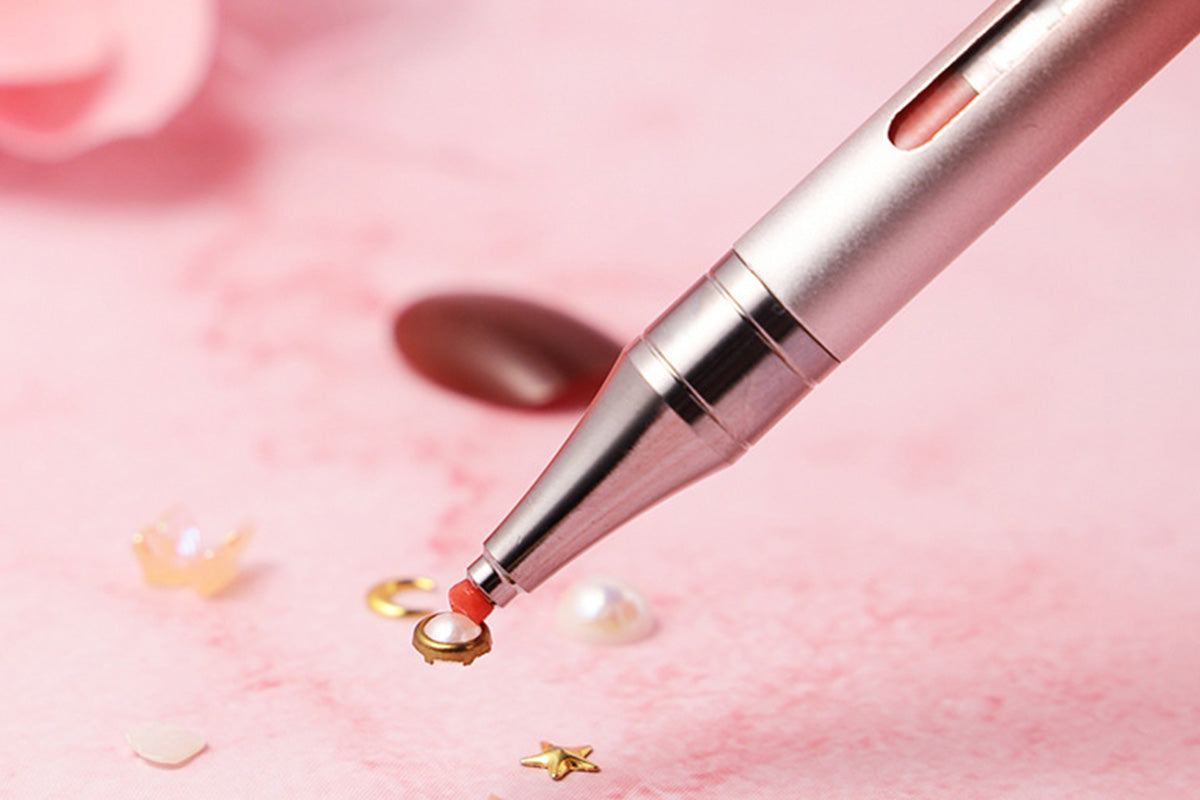 2pcs Glue-out Rhinestone Painting Pen Rhinestone Drill Pen with Visual Window and 6pcs Glue Sticks
