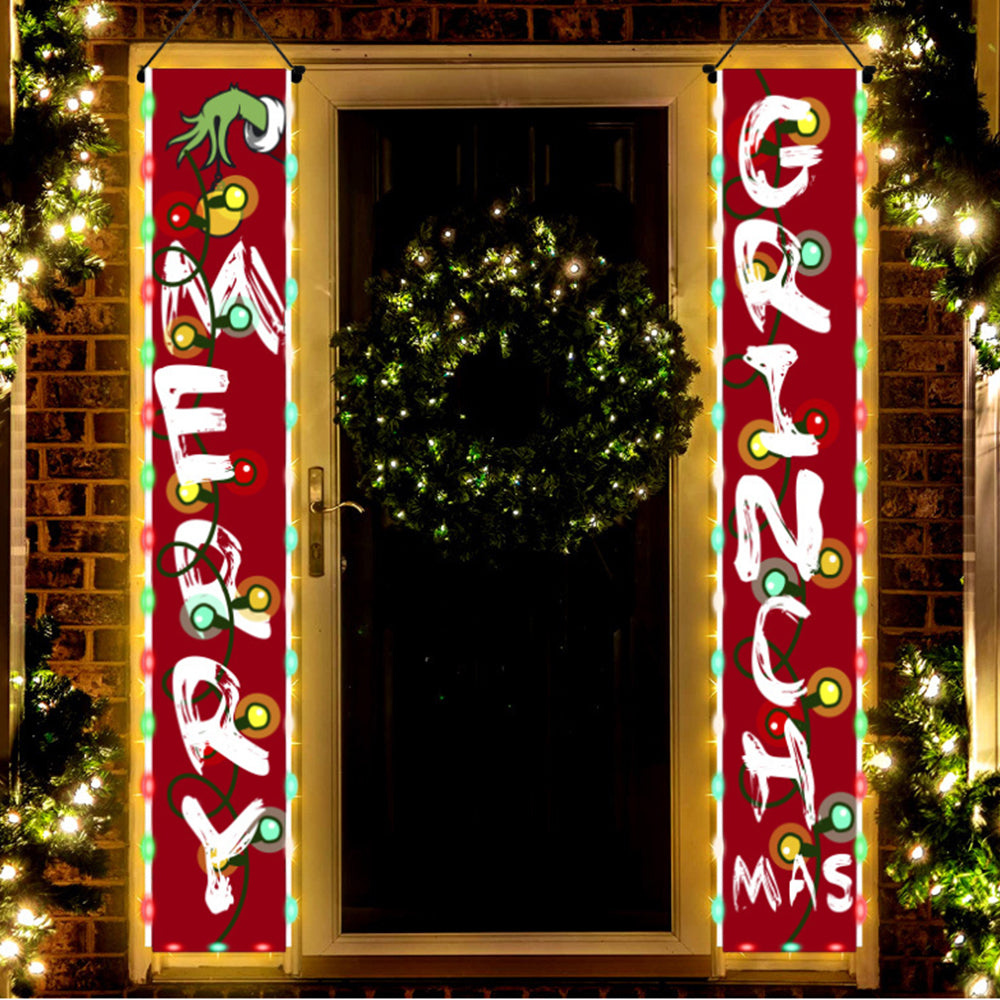 Christmas Decorations Outdoor Banner with LED Merry Christmas Decor Porch Sign