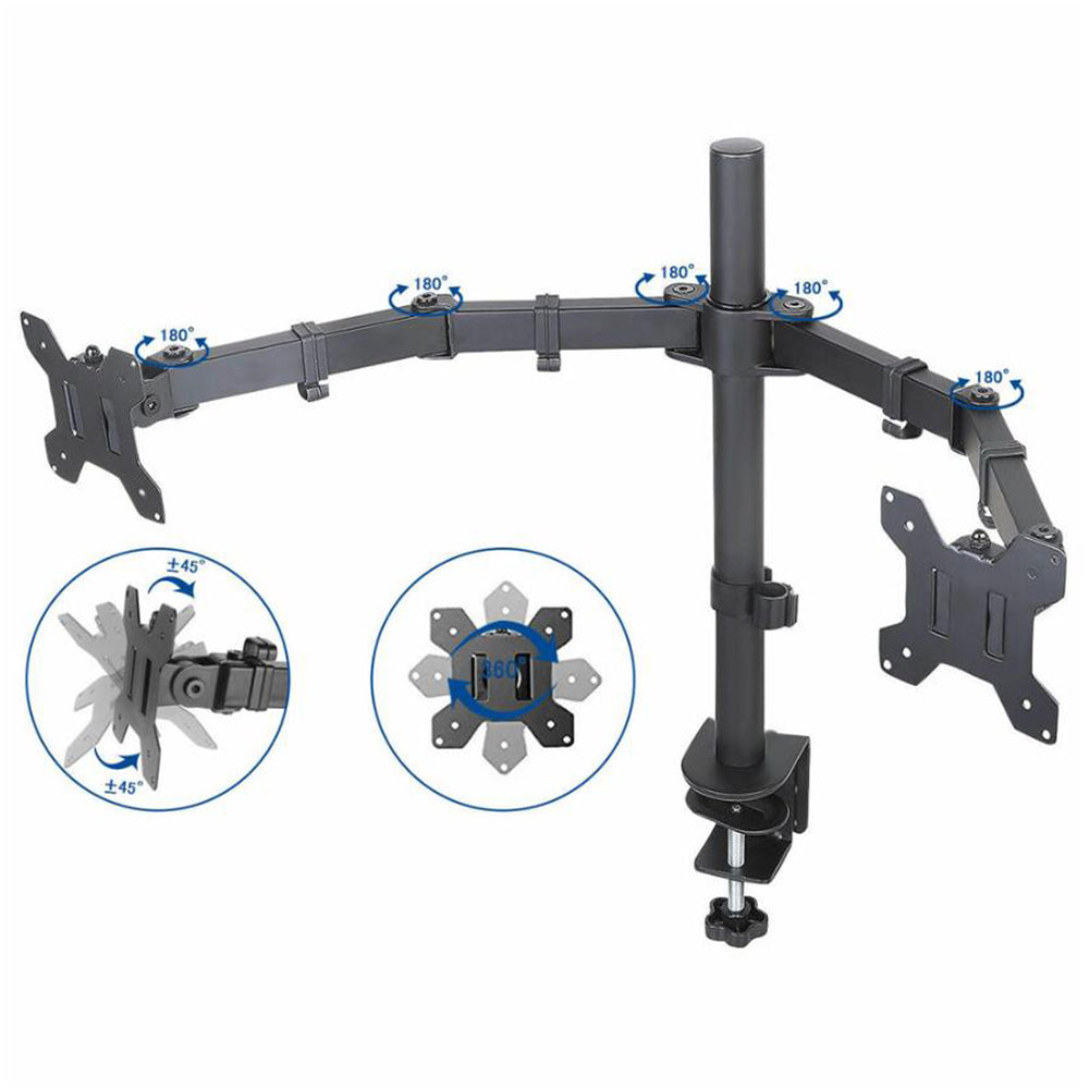 Arm Desk Mount Dual TV Screen Monitor Holder Bracket