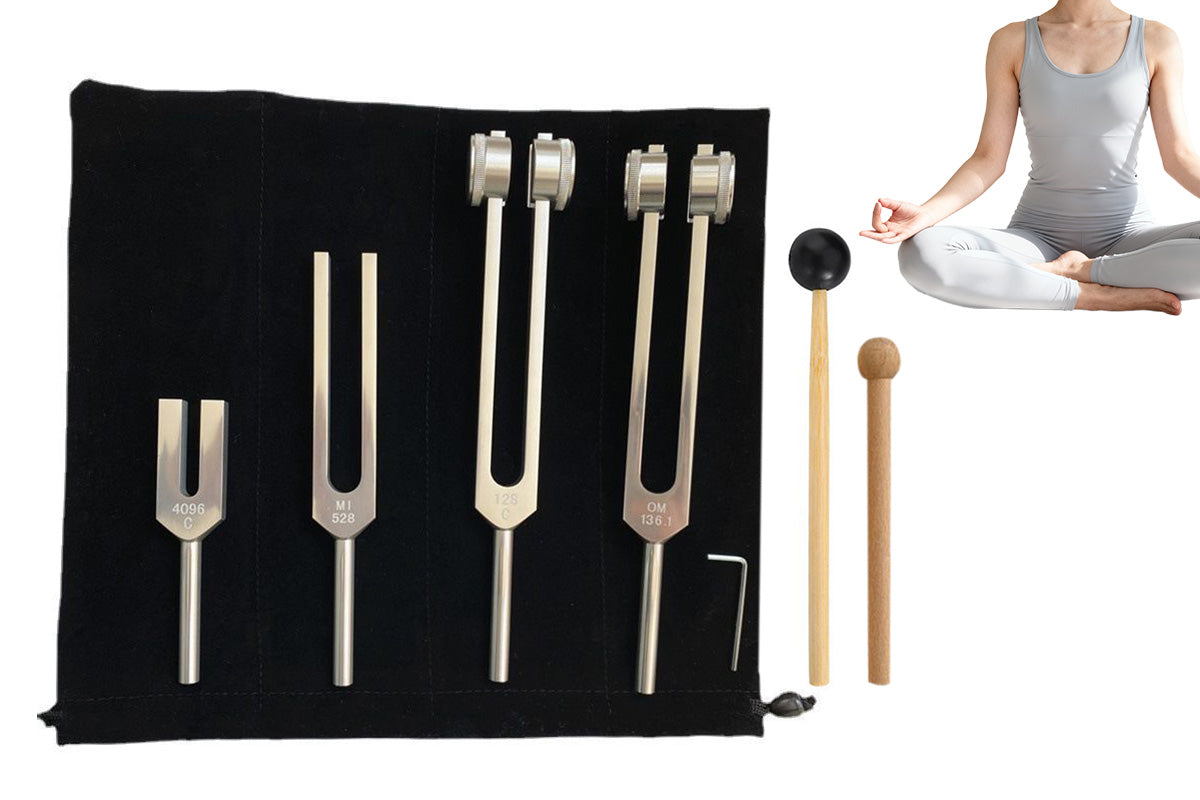 4PCS Tuning Fork Set With Mallet Sound Tool Sensory Tuning Forks