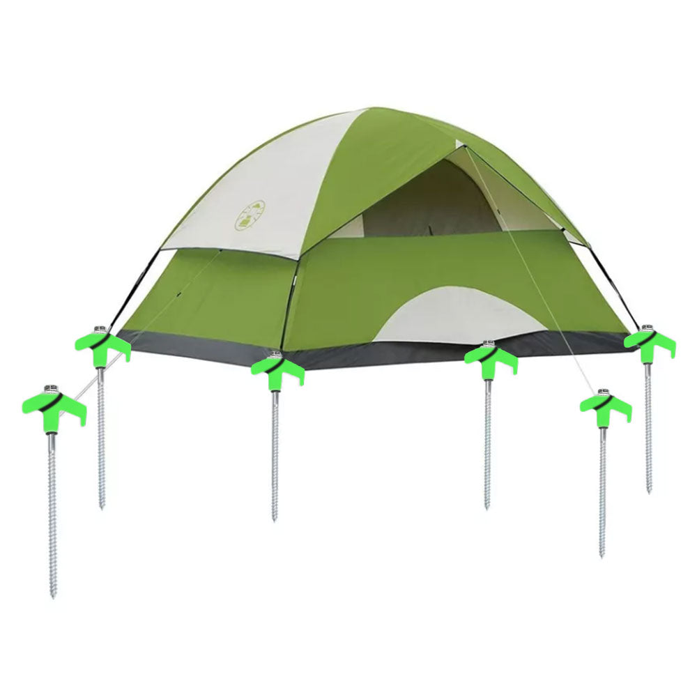 15Pcs Heavy Duty Steel Screw Drill Camping Tent Pegs with Glow in the Dark Head