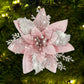 10Pcs Red Gold Poinsettia Artificial Christmas Flowers Xmas Tree Ornaments