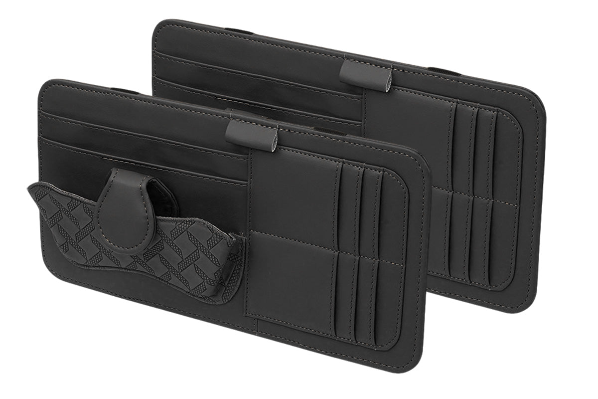 Car Sun Visor Organizer with Card Slots Sunglasses Holder Auto Interior Accessories Storage Holder with Tickets Slots