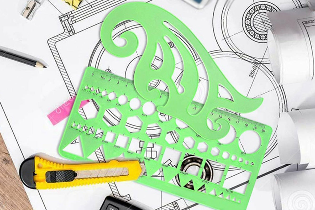 11PCS Plastic Geometric Drawing Templates Set DIY Drafting Stencils Measuring Tools