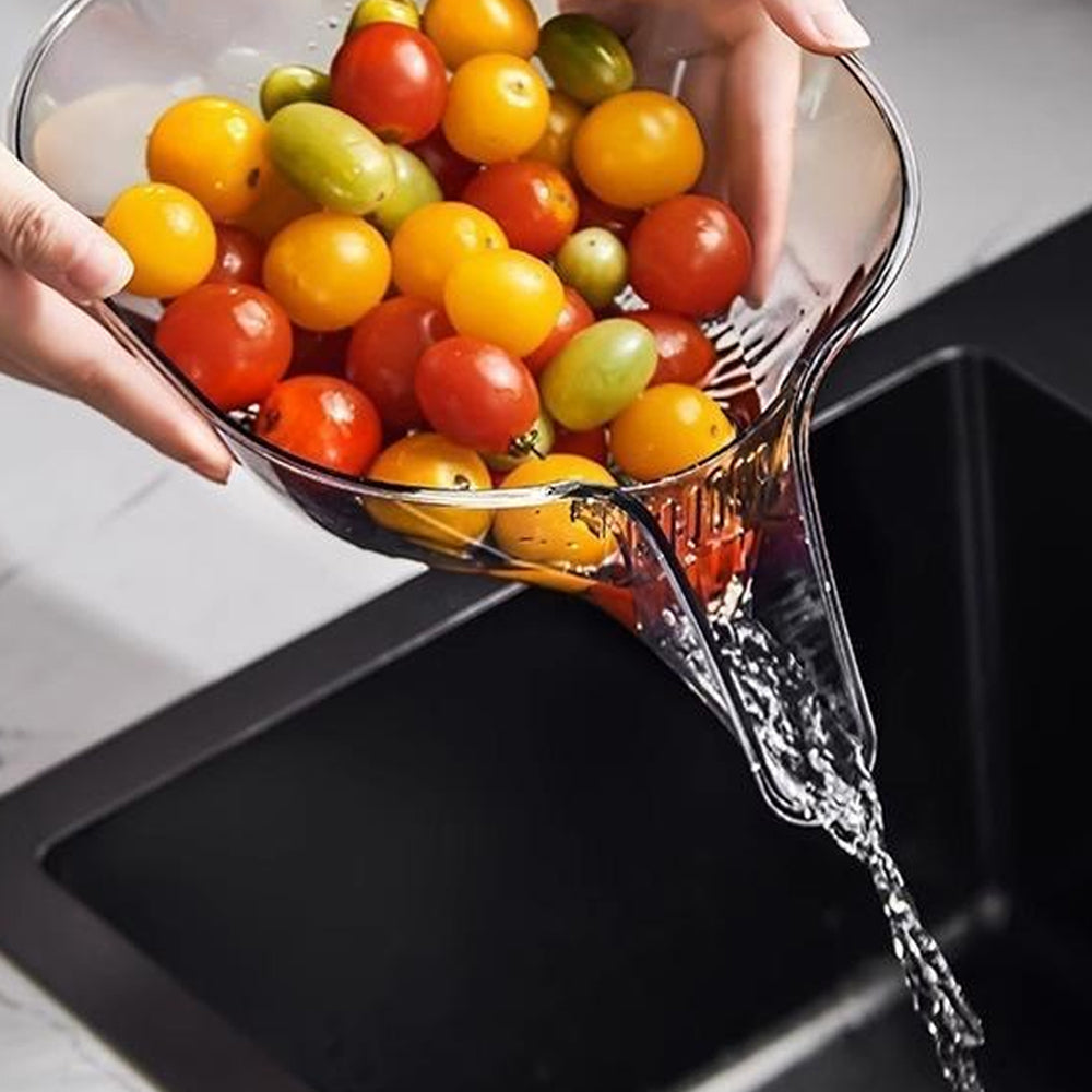 2Pcs MultiFunctional Drain Baskets Strainer Bowls With Funnel